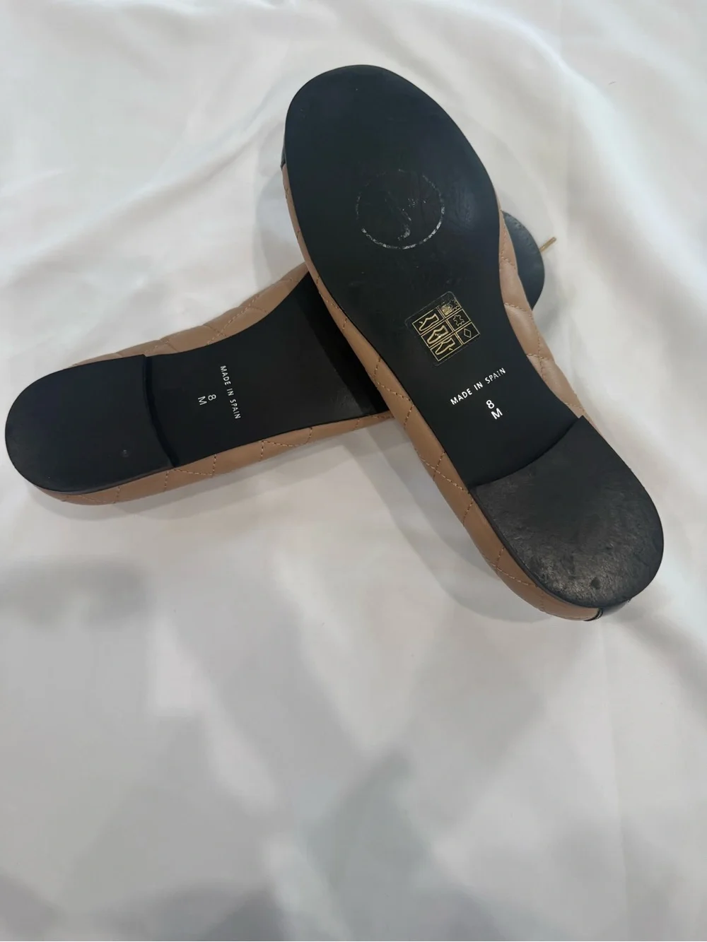 Jon Josef Belle Quilted Ballerina Flats with Black Patent Toe Diamond Quilted 8